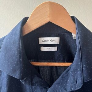 *Calvin Klein Blue Slim Fit Dress Shirt Classic Design